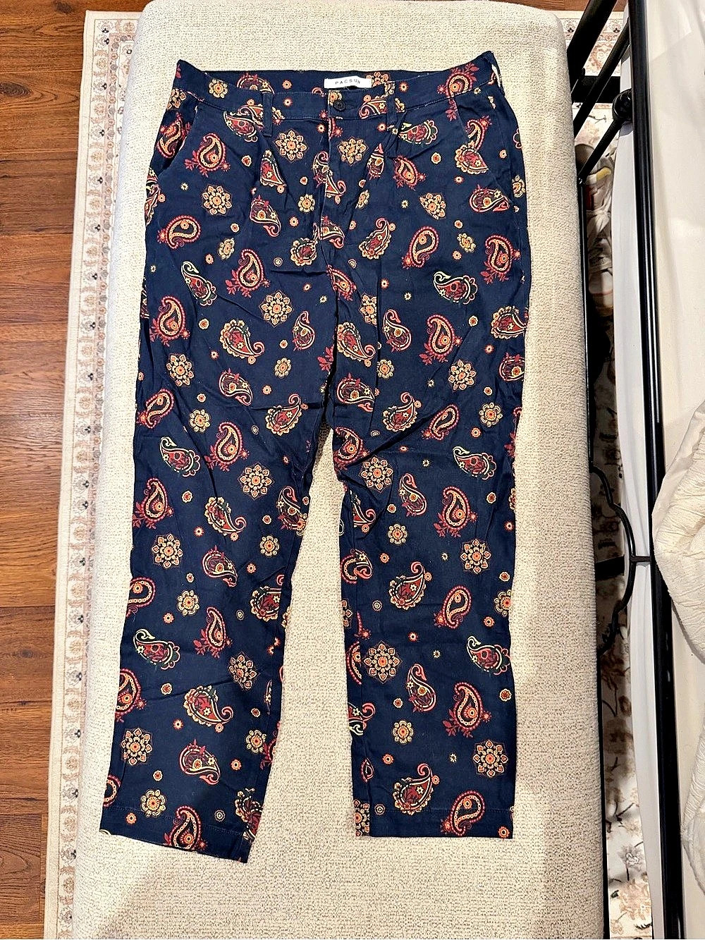 PacSun Paisley Trousers Blue & Orange Waist